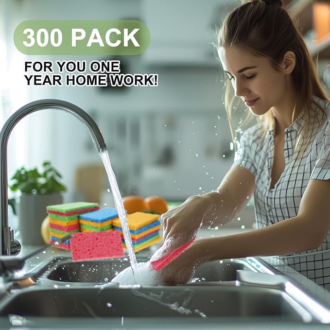 Zhengmy 300 Pieces Sponges Kitchen Compressed Sponges Bulk Natural Dish Sponge - Image 6