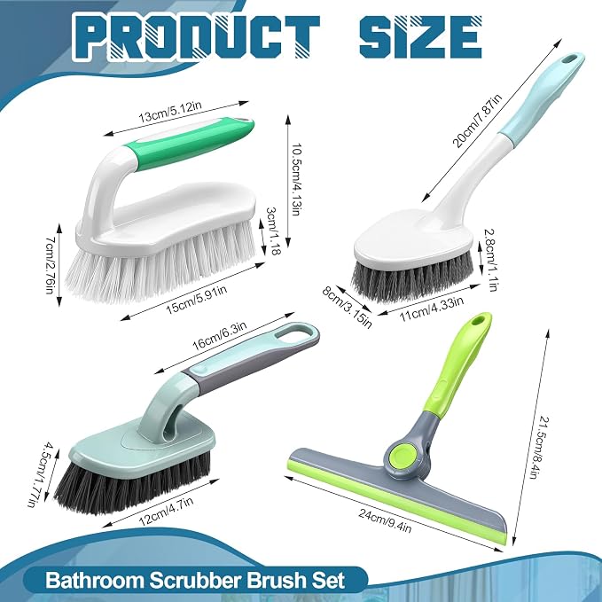 11 Pcs Cleaning Brush Set with Squeegee Crevice Gap Brushes Handheld Scrub - Image 2