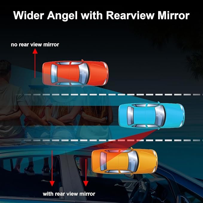 LivTee Long Blind Spot Mirror, Strip HD Glass Frameless Convex Rear View - Image 2