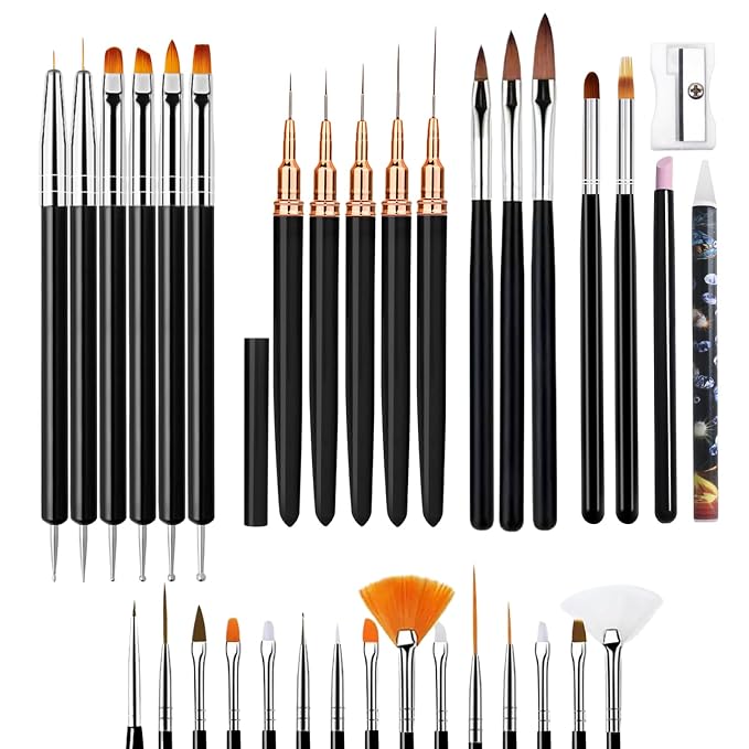 LIGHT RAIN 34Pcs Nail Art Brush Set - Image 7