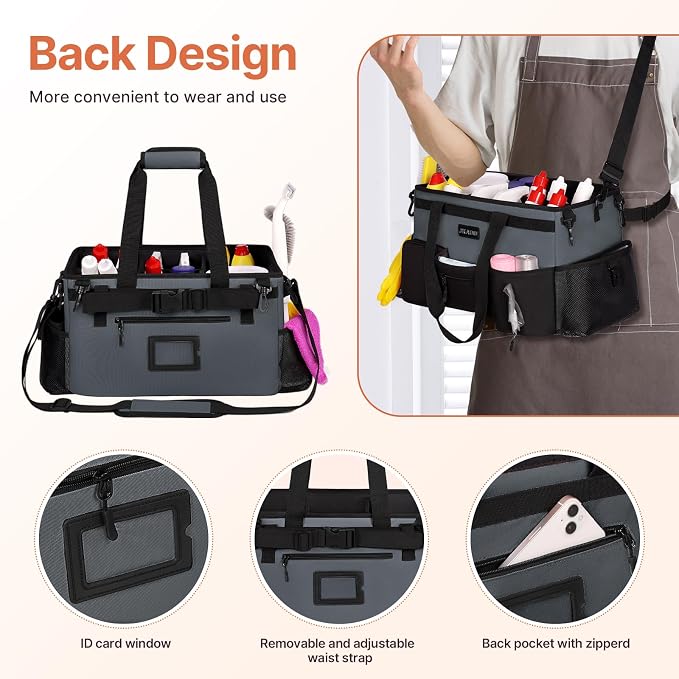 Large Wearable Cleaning Caddy Bags, Cleaning Supplies Storage Bag - Image 4