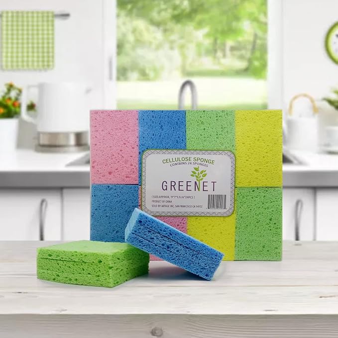 Cellulose Sponges Kitchen, for Washing Dishes, in Bulk, 24 Pack, 100% Natural - Image 9