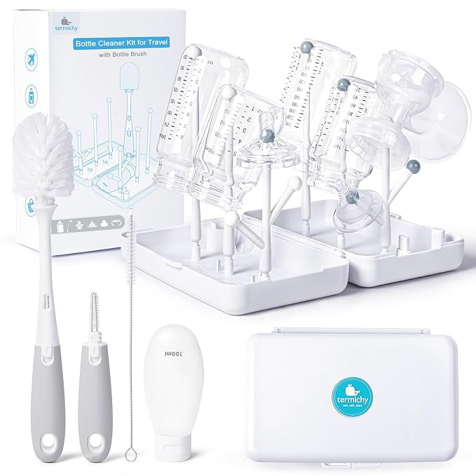 Termichy Travel Bottle Cleaning Kit: Portable Drying Rack & Brush Set by Termichy