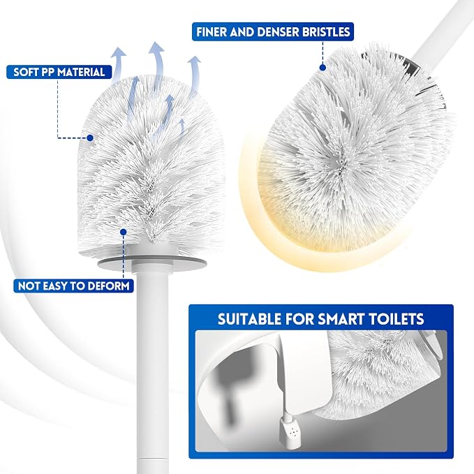 Toilet Brush and Holder Set, 2 Pack Toilet Scrubber, Compact Size - Image 4