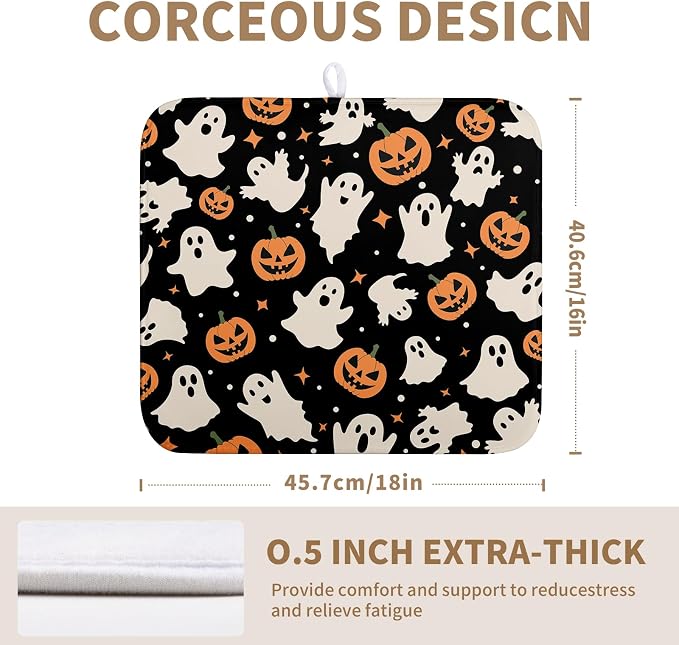 Halloween Dish Drying Mat for Kitchen Counter Pumpkin Spooky Ghosts Fall Dish - Image 2