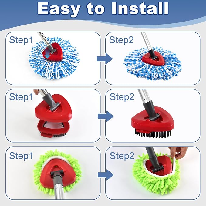 Mop Heads for O Cedar RinseClean 2 Tank Spin Mop System, 3 Microfiber Mop Head - Image 6