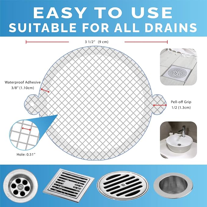 Hair Catcher Shower Drain Disposable Mesh Stickers, 35 Pack - Image 2