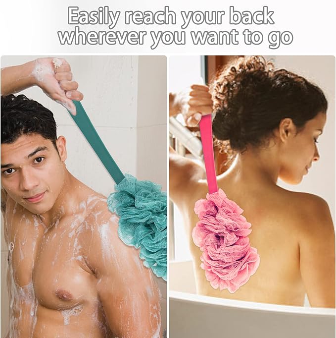 4Pack Back Scrubber for Shower, Evmliy Loofah Sponge Brush Exfoliating Body - Image 3