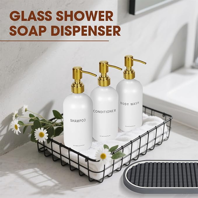 Glass Shampoo and Conditioner Dispenser-Shampoo Dispenser - Image 4