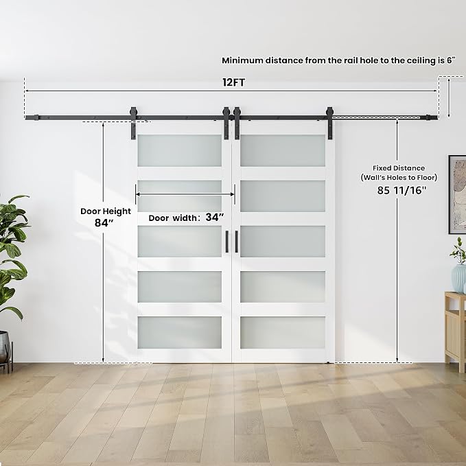 SmartStandard 68 x 84 in Glass Barn Door - Image 3