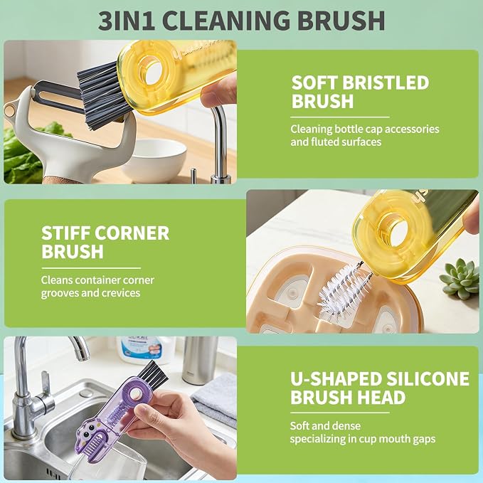 3 in 1 Cup Lid Gap Cleaning Brush Set, Cup Lid Gap Bottle Cleaner Home Kitchen - Image 6