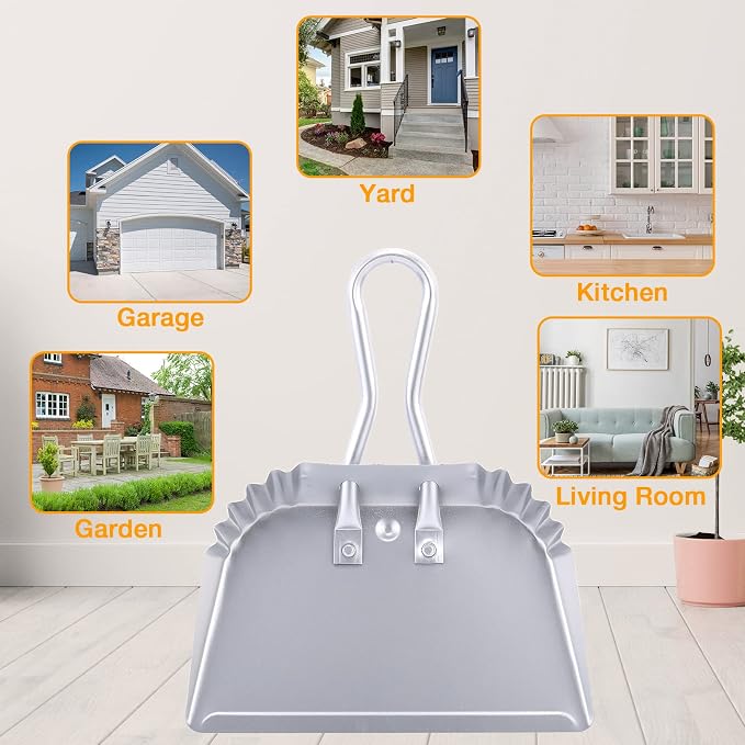 Mumufy 8 Pcs 12 Inch Heavy Duty Metal Dustpan, Stainless Steel Large Wide Dust - Image 7