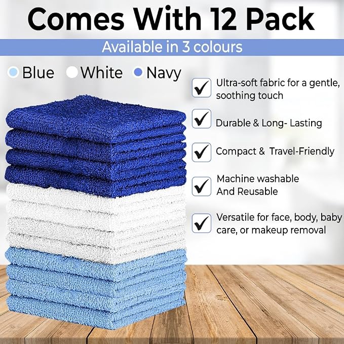 100% Cotton Washcloth Set – Soft, Absorbent Face Towels - Image 3