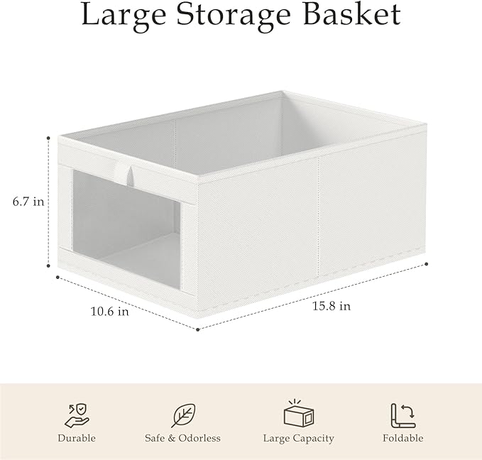 Criusia 6 Pack Linen Closet Organizers and Storage, Large Linen Closet Baskets - Image 3
