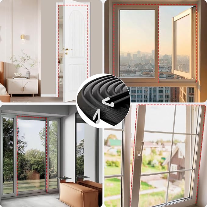 V Shape Foam Weather Stripping Door Frame Seal Strip 19.7FT Black, Draft Stopper - Image 8