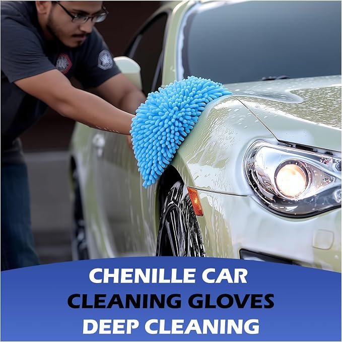 4Pcs Car Wash Mitt Microfiber Gloves Chenille Material Microfiber Towels - Image 5