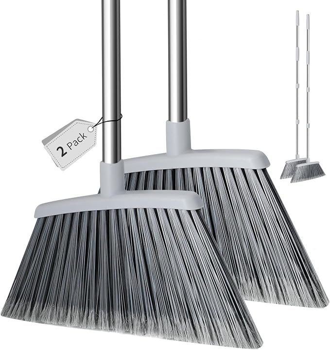 Broom, Outdoor Brooms for Sweeping Indoor, Adjustable 55" Pet Hair Removal Hevy by QCFOLY