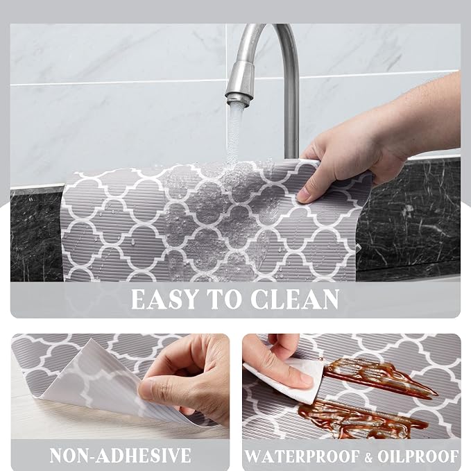 Glotoch Shelf Liner for Kitchen Cabinets Non Adhesive, Waterproof Shelf Paper - Image 6