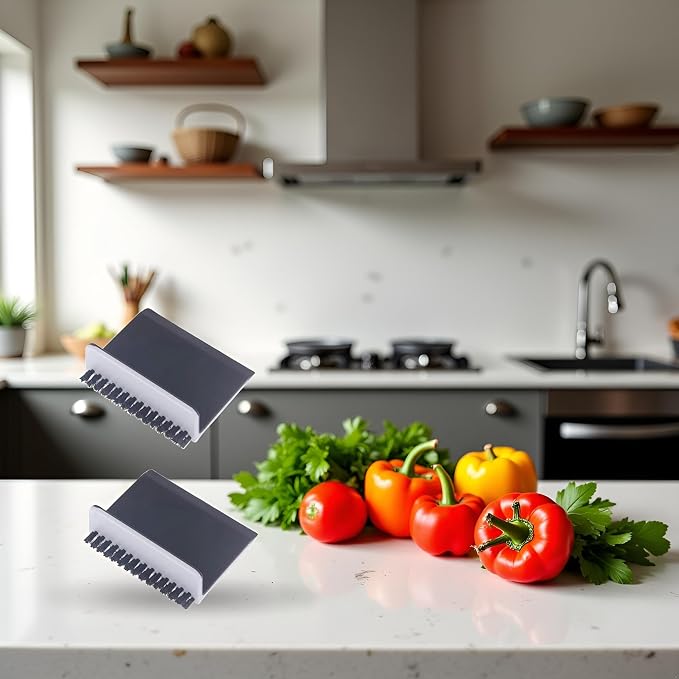 2 Pcs Black Kitchen Sink Squeegee Cleaner Countertop Brush Wiper Vegetable - Image 2