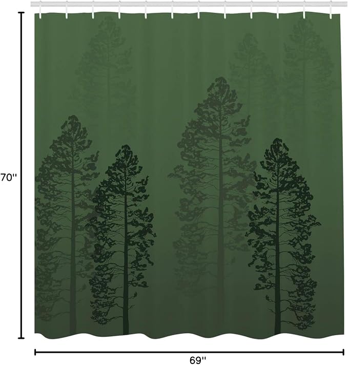 Ambesonne Country Shower Curtain, Pine Trees in The Forest on Foggy Seem Ombre - Image 4