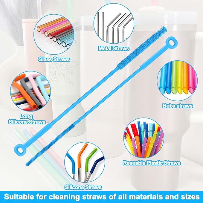 XANGNIER Silicone Straw Cleaner Brush, Straw Cover - Image 2