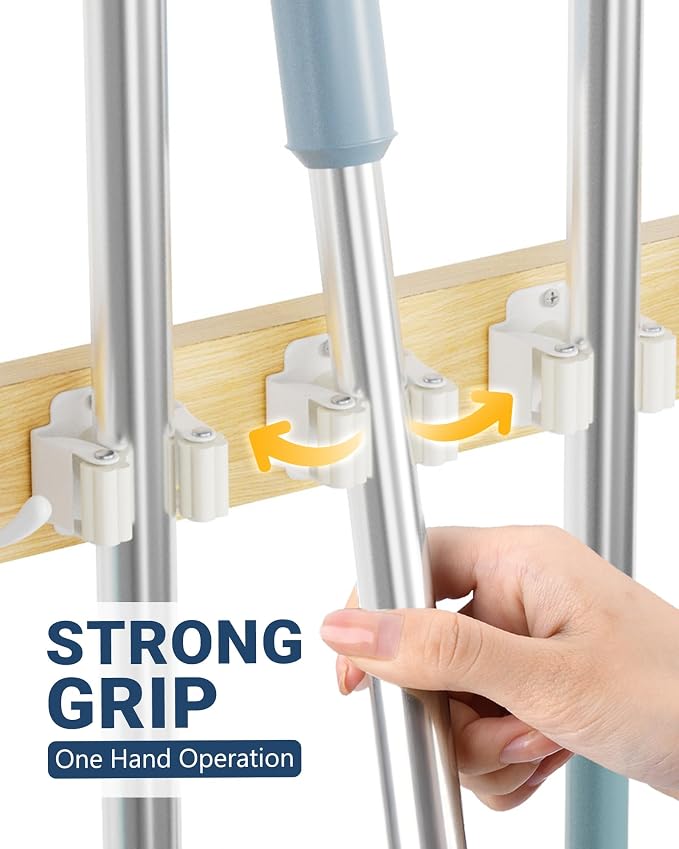 Lorbro Broom Holder Door Mount, Over the Door Broom and Mop Holder - Image 3