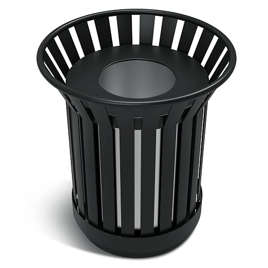 17Gallon Round Large Outdoor Trash Can, Heavy Duty Metal Slatted Garbage Can by Gaonala