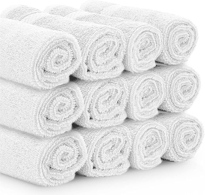 White Classic Luxury Cotton Washcloths 13x13 Inch - Image 3