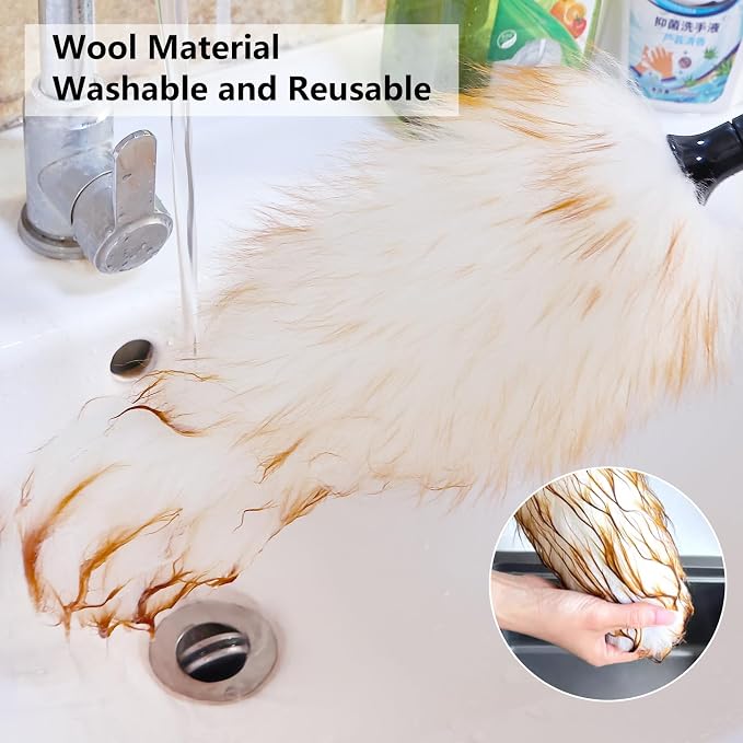 Lambswool Duster Extendable 31-55 Inch, Natural Electrostatic Feather Duster - Image 4