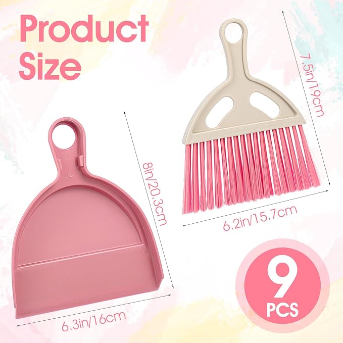9 Pcs Small Dustpan and Brush Set Mini Broom and Dustpan Set - Image 2