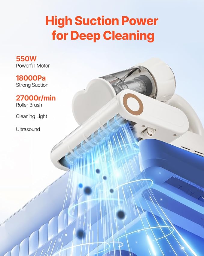 VEVOR Mattress Vacuum Cleaner, 550W Bed Vacuum Cleaner - Image 2