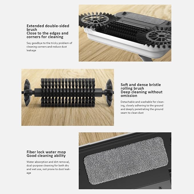 Floor Sweeper, 2-in-1 360° Rotating Hand Push Sweeper, High Efficient Carpet - Image 8