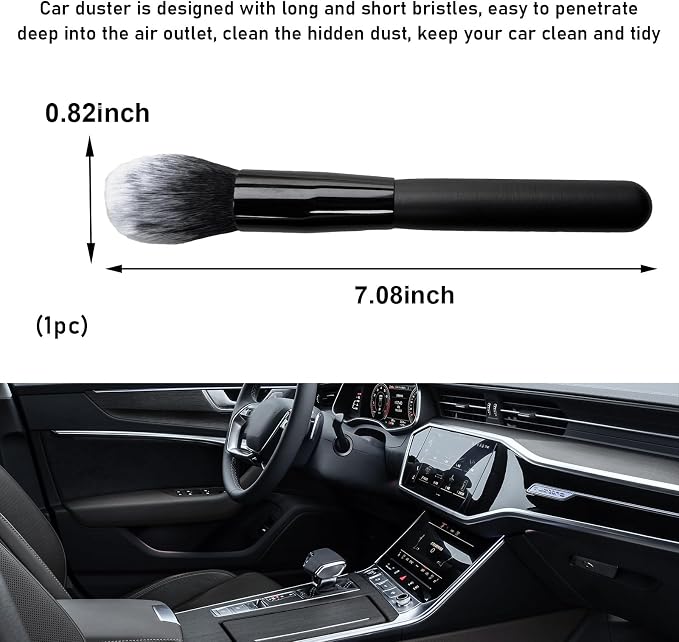 Ziciner Car Detailing Brush, Curved Soft Bristles Auto Removal Dust Collectors - Image 2