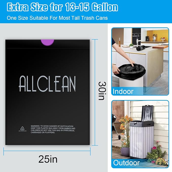 Trash Bags 15 Gallon Tall Kitchen Drawstring Garbage Bags, Fit 13-15 Gal Bins - Image 5