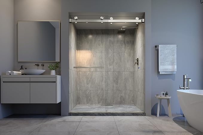 VITRA-200 56.5-59" W x 78" H Twinglide Frameless Shower Door w/ 3/8" Clear - Image 4