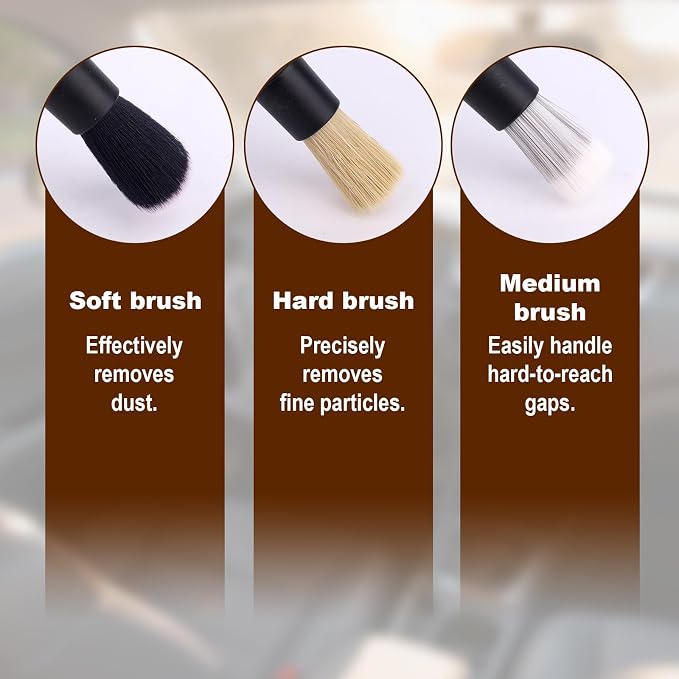 6pcs Car Detailing Brush Set, Soft Medium and Hard Bristle Automotive Cleaning - Image 4