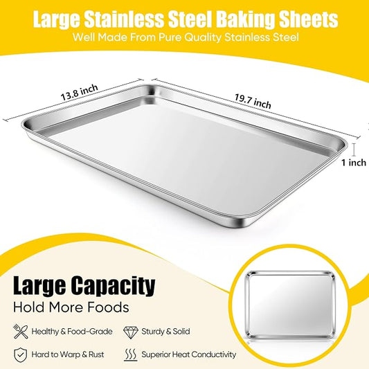 Homikit 1 Pack Baking Sheet, 20 x 14 Inches Stainless Steel Large Cookie Pan - Image 2