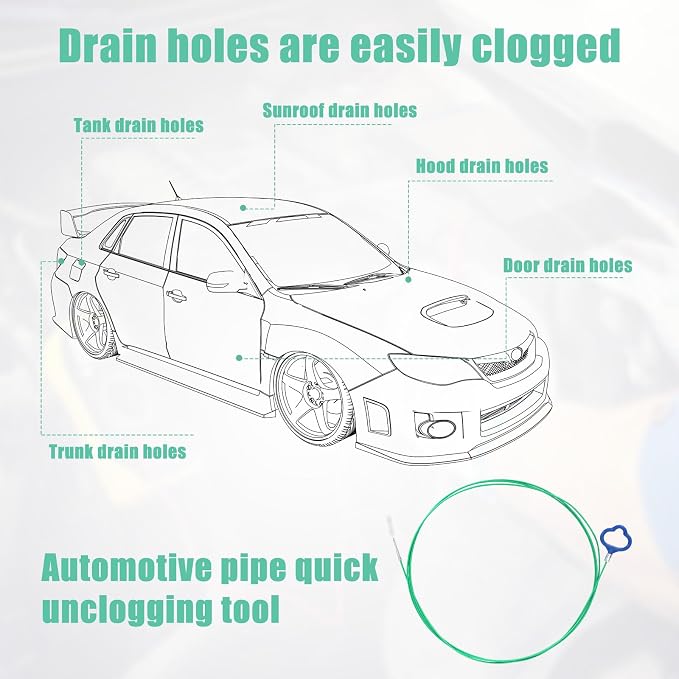 Auto Sunroof Drain Cleaning Tool Kit, 118in Long Pipe Cleaners Unclogger - Image 3