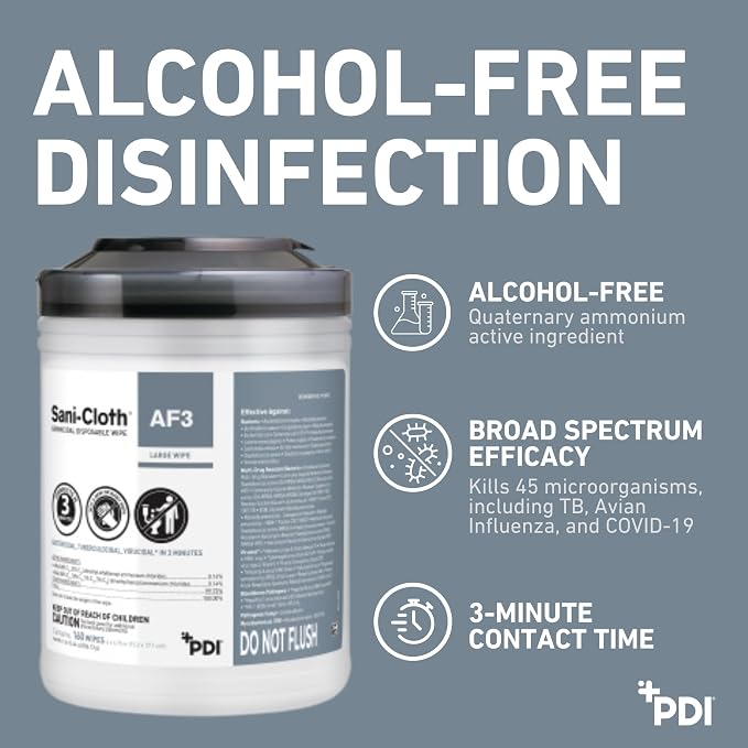 Sani-Cloth AF3, Surface Disinfecting Wipes, Fragrance Free, Alcohol-Free - Image 2