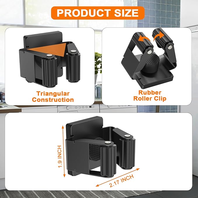 4 Pack Strong Magnetic Mop Broom Holder, Heavy Duty Magnetic Broom Mop Hanger - Image 3