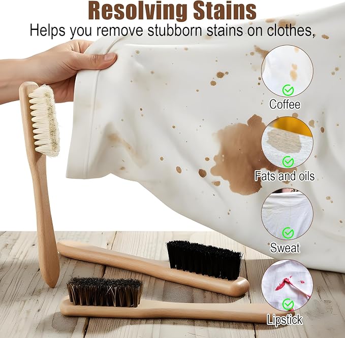 3 Pcs Laundry Stain Brush, Wood Laundry Stain Brush - Image 3