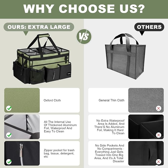 Large Cleaning Caddy Bag with Built-In Support Board, Cleaning Tote Organizer - Image 2