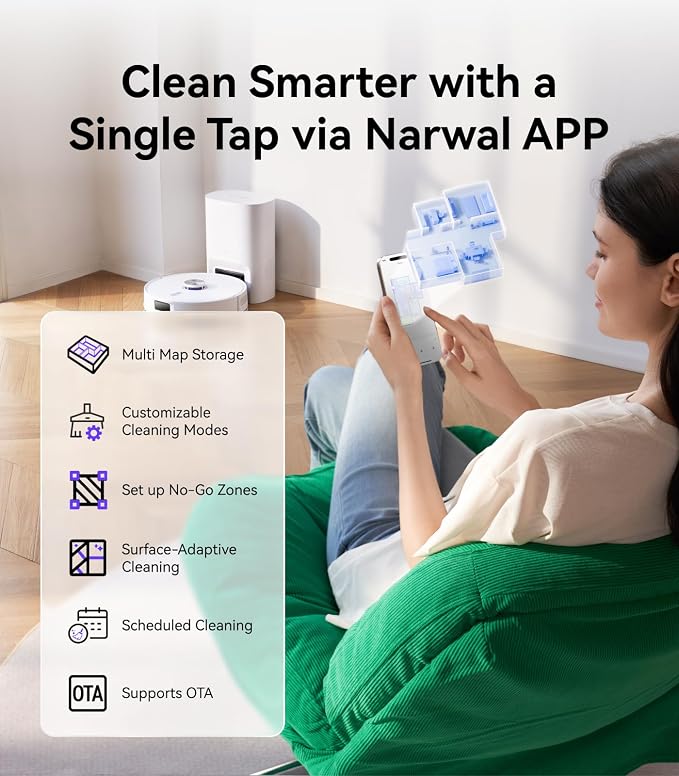 NARWAL Freo S Robot Vacuum and Mop Combo, 8000Pa Suction, 180 Days Hands Free - Image 7