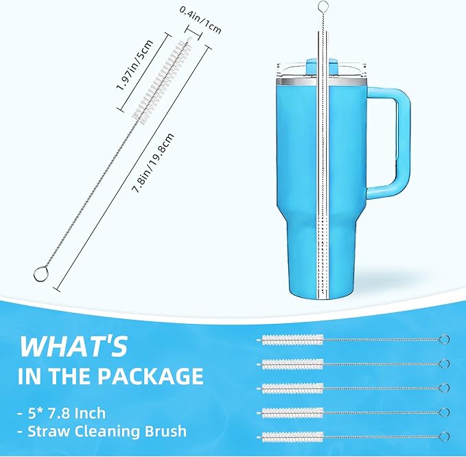 Cleaning Brushes for Reusable Drinking Straws, Long Wire Handle, Bottle and - Image 2
