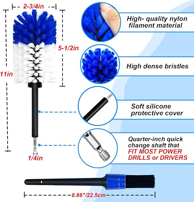 Wheel Brush Kit, Soft Drill Wheel Cleaner Brush, No Scratches Highly Dense Car - Image 6