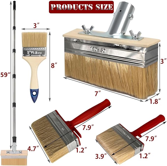 Deck Stain Brush with Long Handle 7 Inch Deck Stain Applicator with 59IN - Image 4