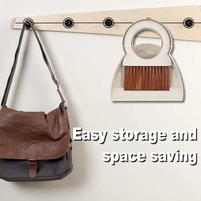 Round Handle Brush and Dustpan Set Small Broom & Dustpan Portable Handheld - Image 3