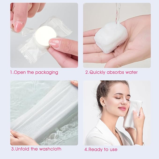Classycoo Thick Disposable Compressed Towels Tablets- Individually Wrapped Face - Image 5