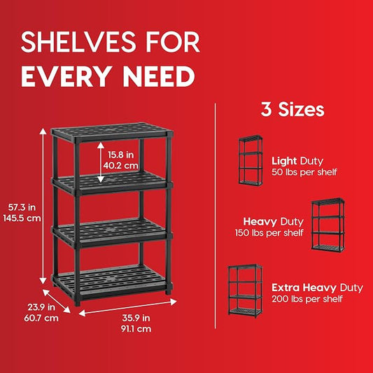 IRIS USA 4-Shelf Extra Heavy Duty Deep Plastic Storage Shelves, 800lb Capacity - Image 2