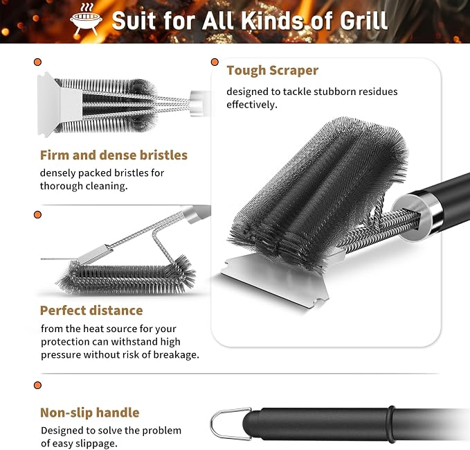 TNTOR Grill Brush with Scraper, Extra Strong Grill Cleaner Accessories - Image 5
